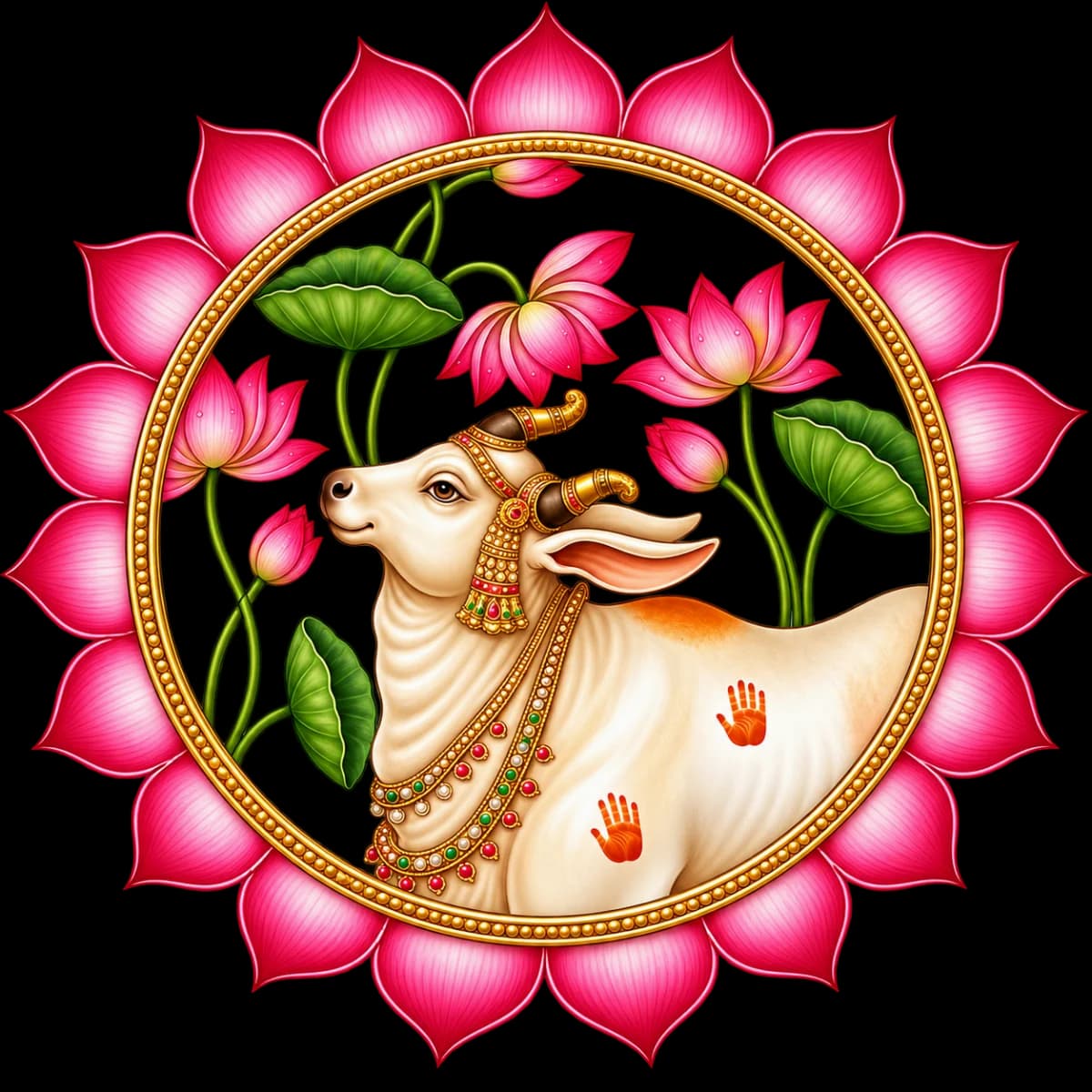 Fabric stickers - pichwai cow
