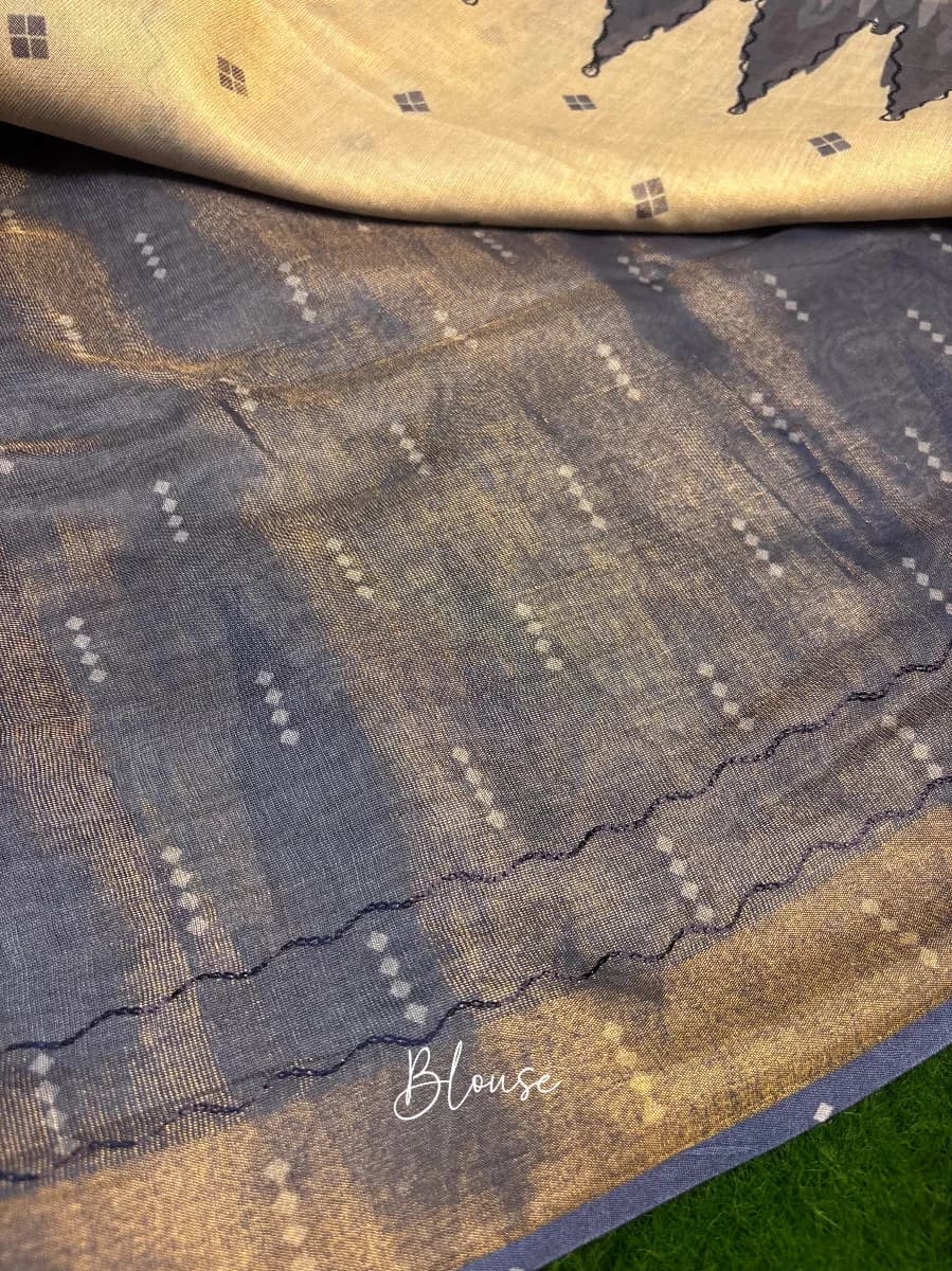 S01- Tissue Cotton Saree with Thread work thumbnail 3