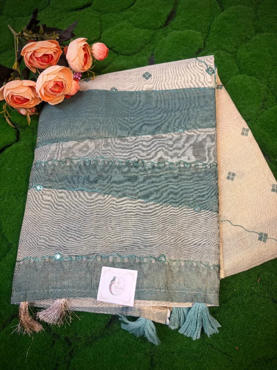 S01-Tissue Cotton saree with Thread work