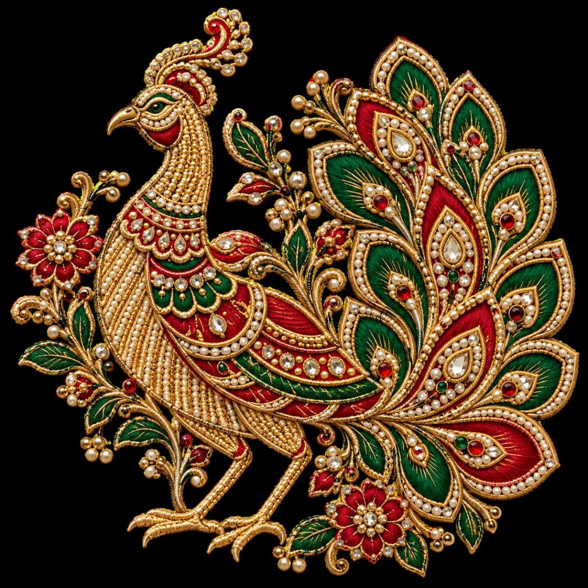 Fabric sticker - Aariwork Peacock