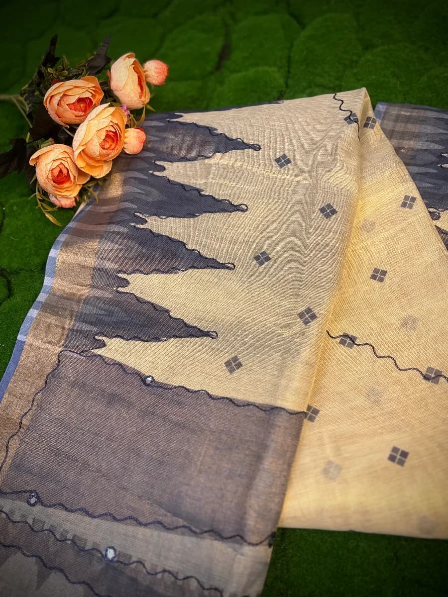 S01- Tissue Cotton Saree with Thread work thumbnail 2