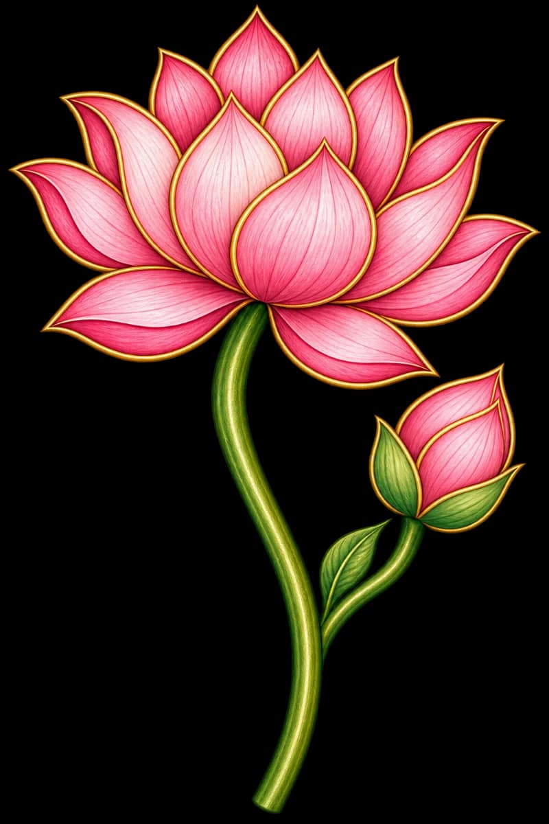 Fabric stickers - Lotus bud