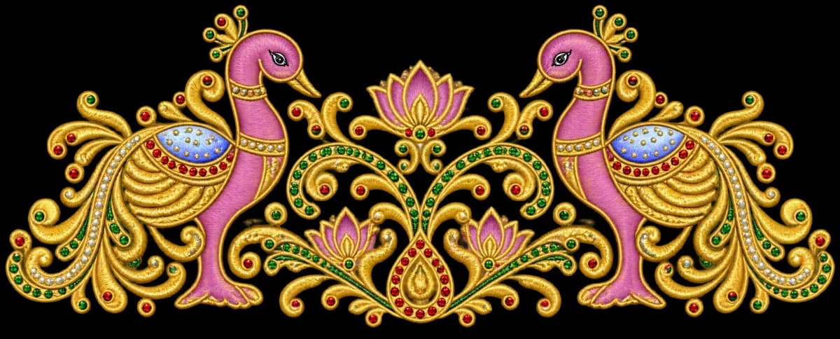 Saree borders- Peacock Kalamkari — image 1