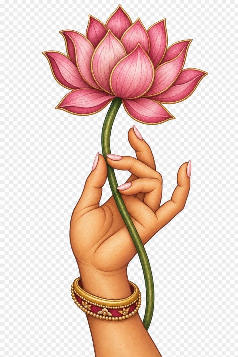 Fabric sticker - Hand lotus