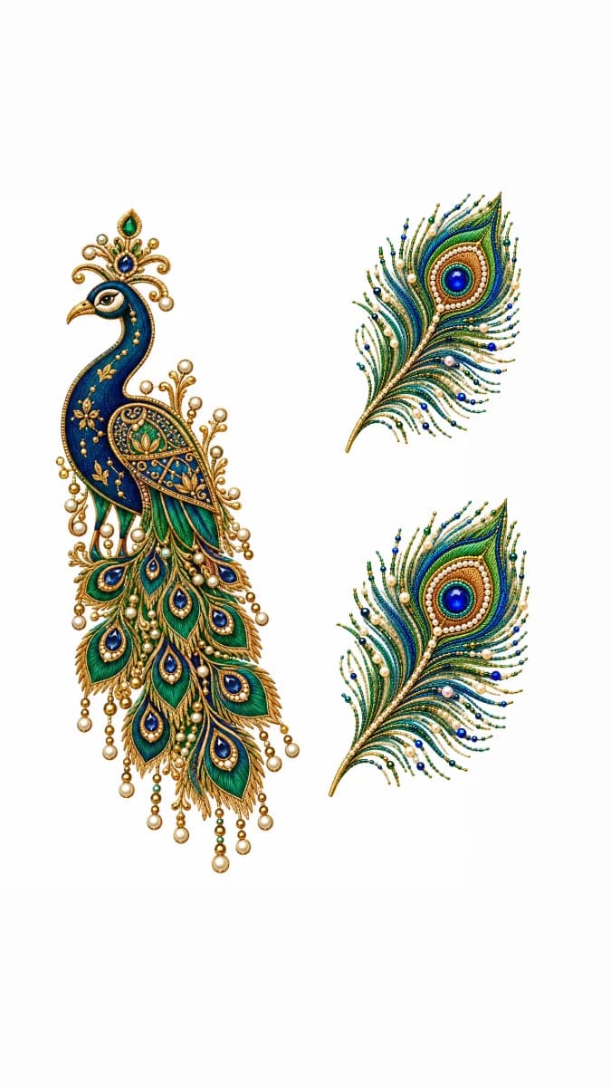 Fabric stickers - Peacock set — image 1