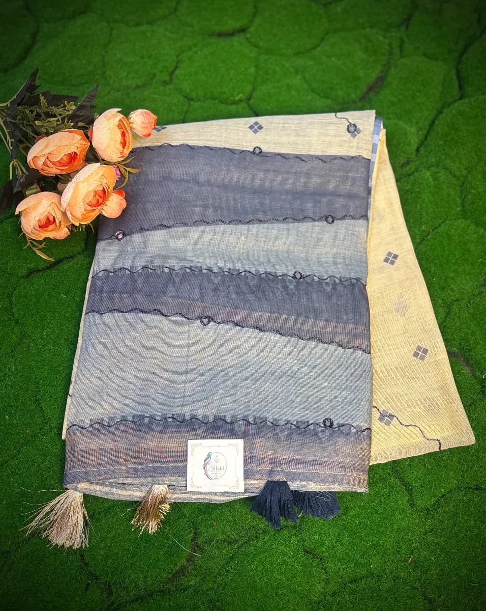 S01- Tissue Cotton Saree with Thread work