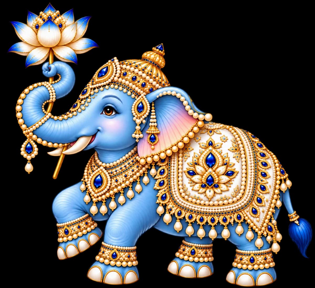 Fabric stickers - Blue elephant. 