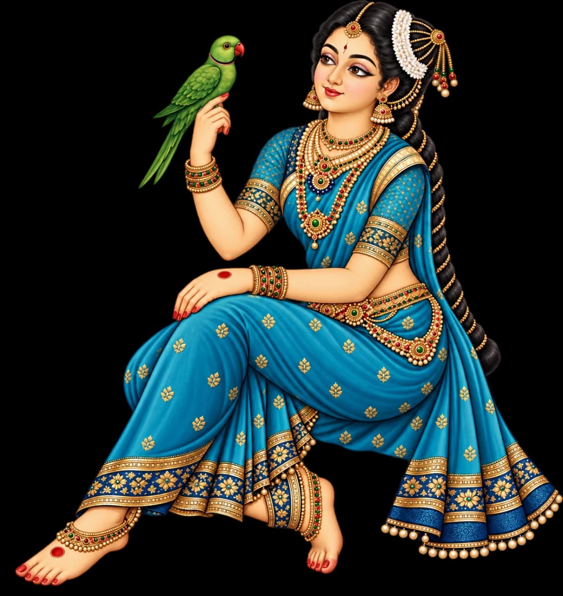 Fabric stickers - Andal blue