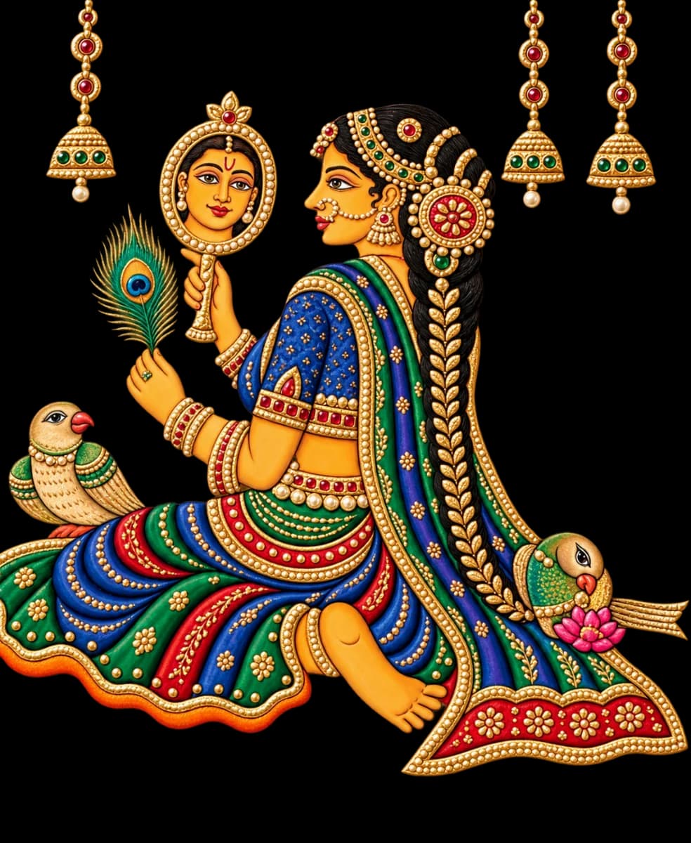 Fabric stickers- Tanjore painting — image 1