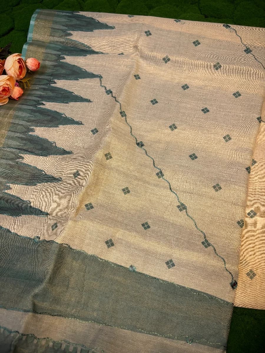 S01-Tissue Cotton saree with Thread work thumbnail 2